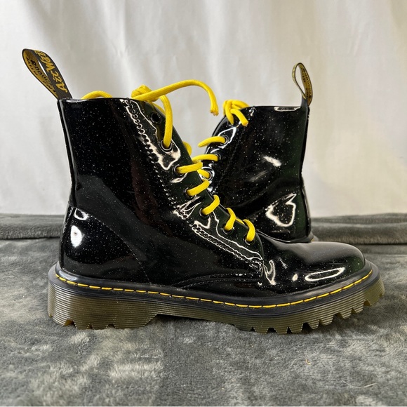 Dr. Martens Glitter Luana Women’s Black Combat Bootss Size 6 - Picture 7 of 12